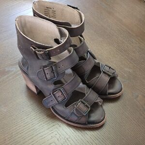 Freebird by Steven Quail Dark Brown Multi-Buckle Block Heel Sandals